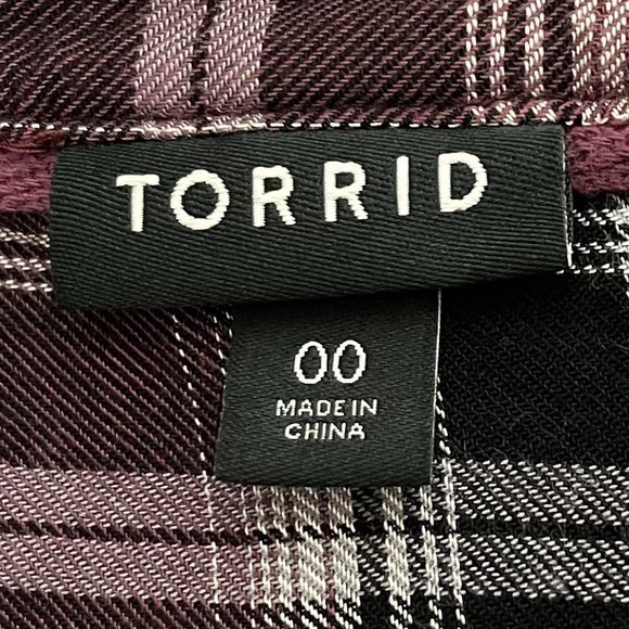 Torrid Plaid Medium Large Long Sleeve Popover Long Sleeve Plaid Top - Picture 4 of 7